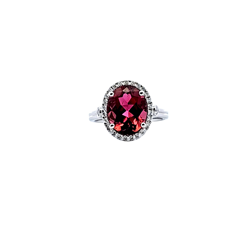 14K WG Pink Tourmaline & Diamond Ring