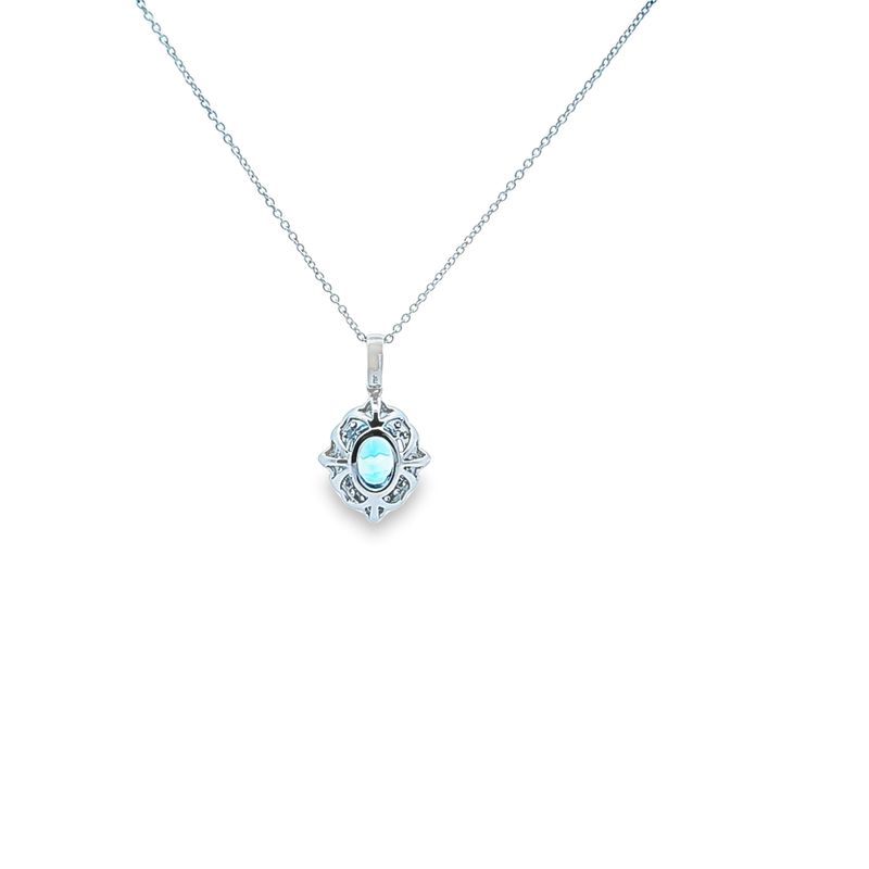 14K WG Aquamarine & Diamond Pendant