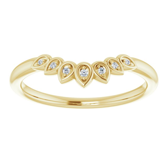 14K YG Curved Diamond Band