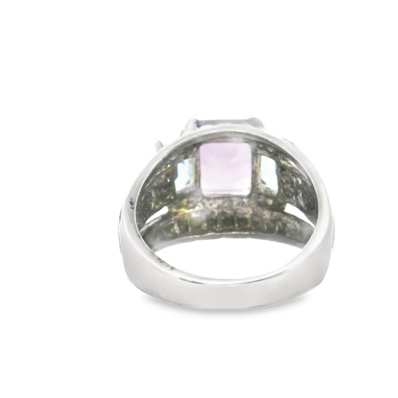 Sterling Silver Blue Topaz & Amethyst Ring