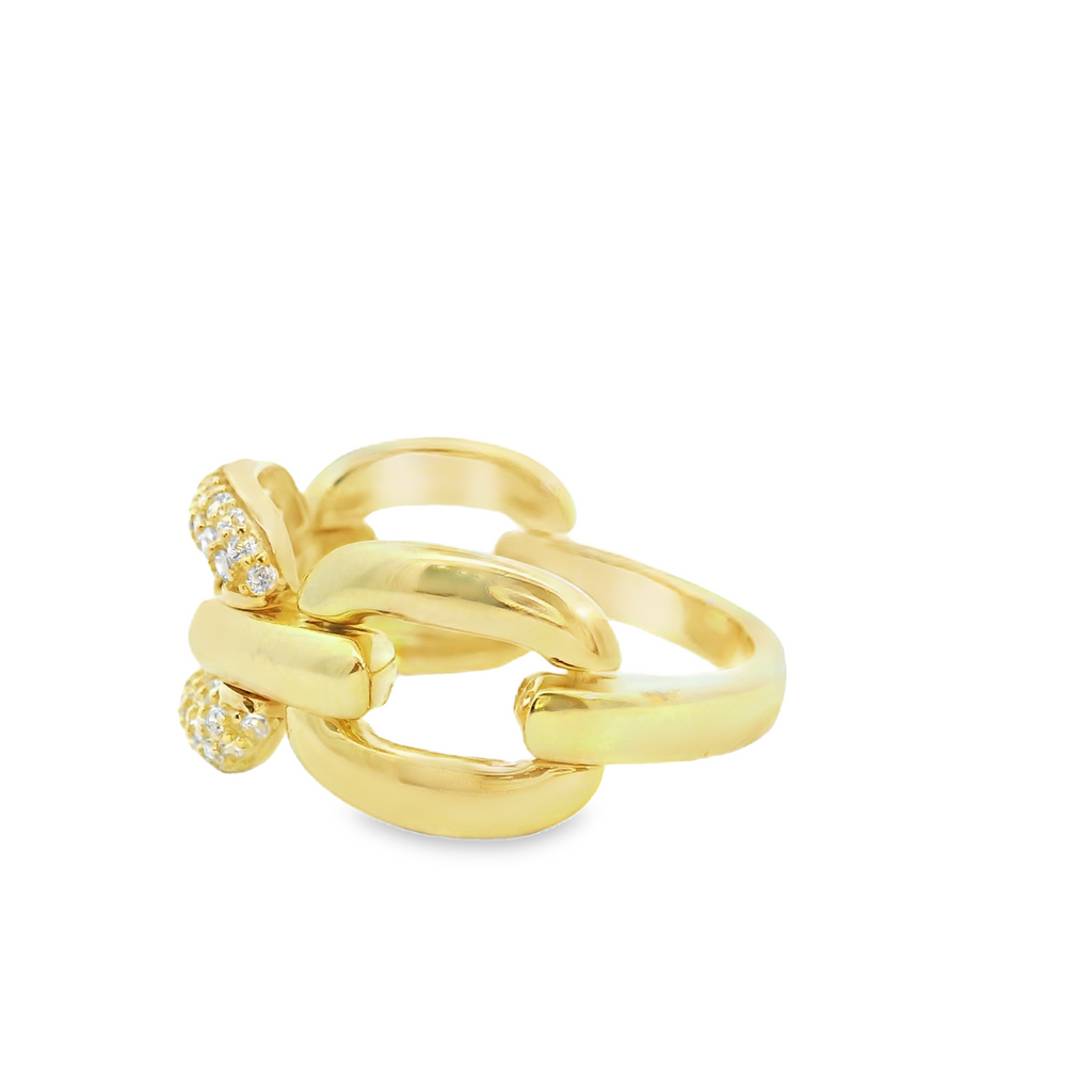 Gold Plated CZ Link Ring