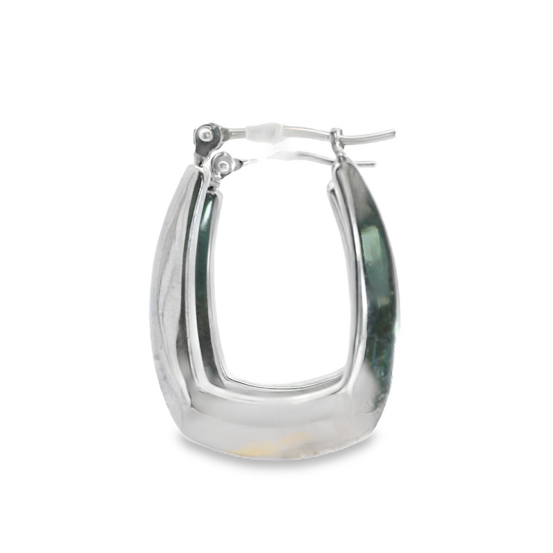 14K WG Geometric Shape Hoop Earring