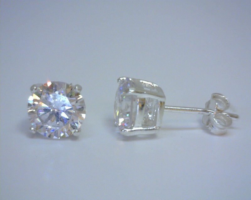 STERLING SILVER & CZ STUDS 7MM