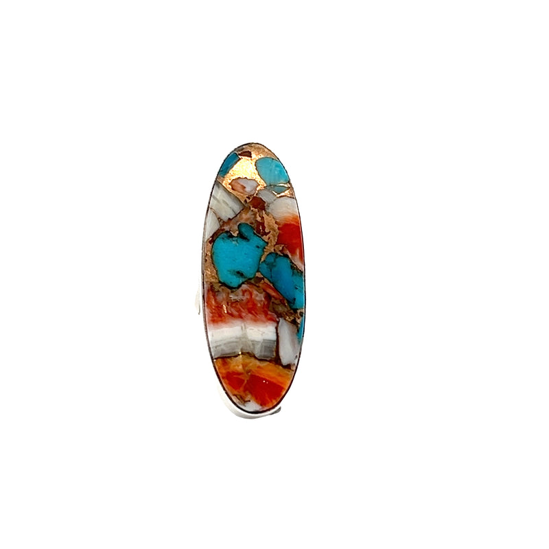 Sterling Silver Turquoise, Spiny Oyster & Copper Ring