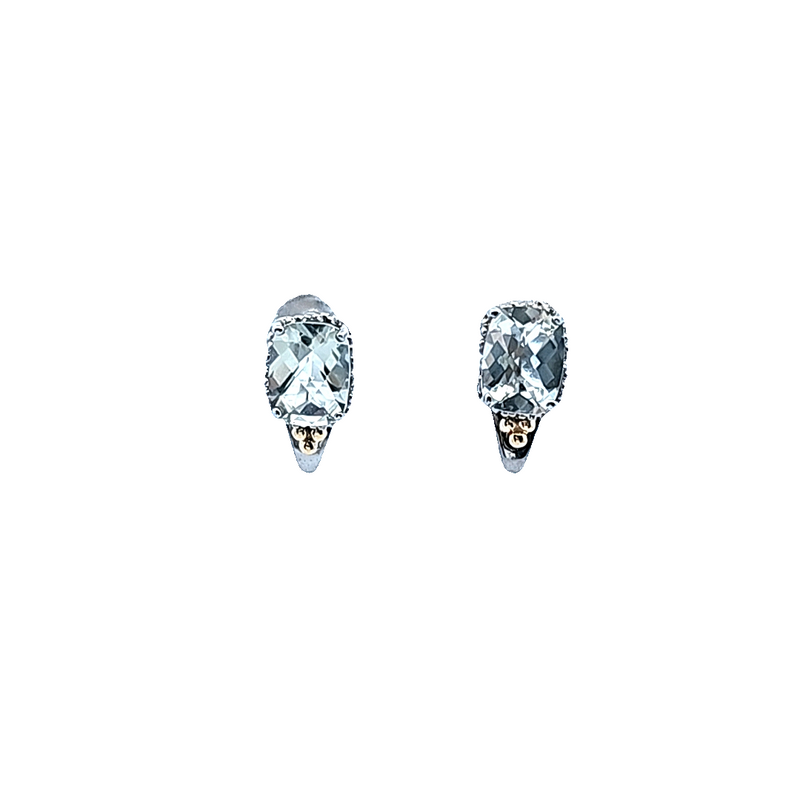 Sterling Silver & 18K YG Prasiolite Earrings