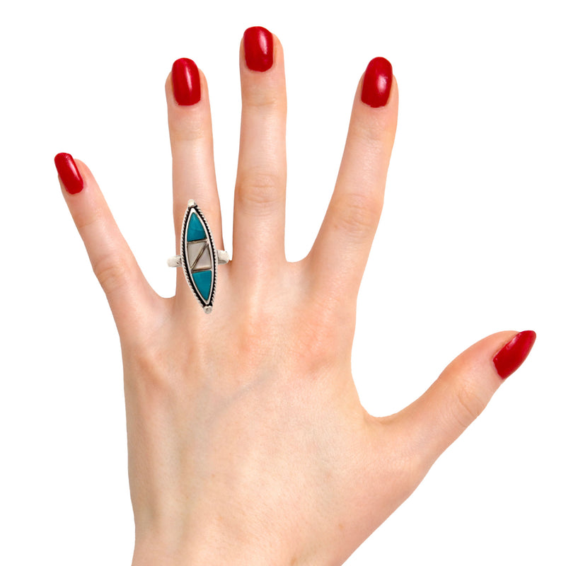 Sterling Silver Turquoise & Mother of Pearl Ring