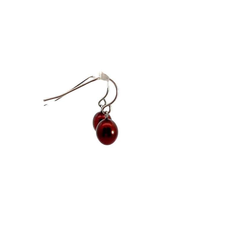 Sterling Silver Black Red Drop Earrings