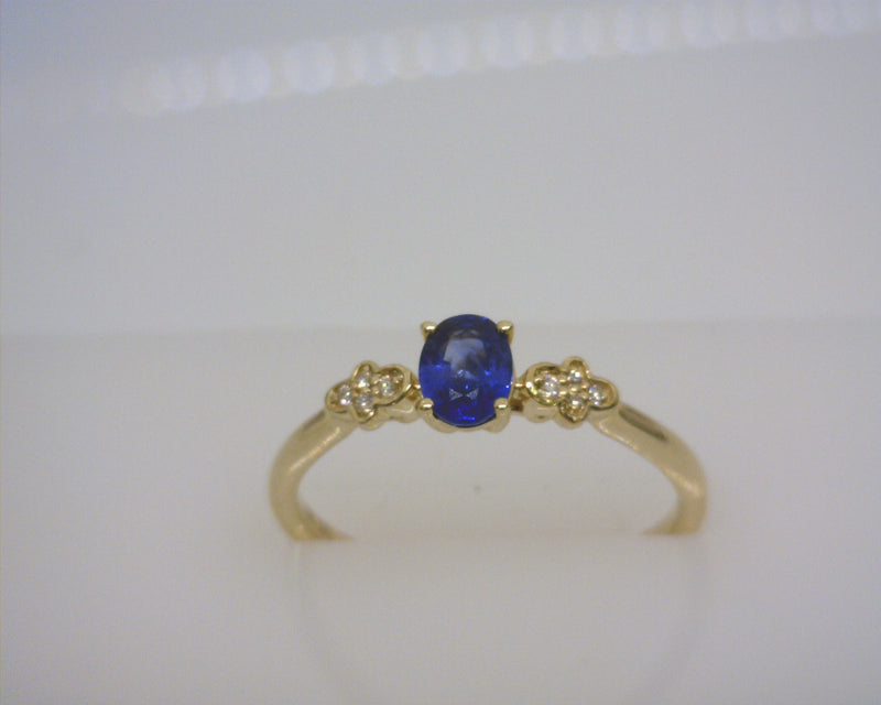 14K YELLOW GOLD SAPPHIRE/DIAMOND RING