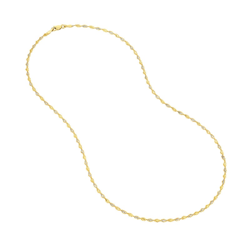 14K Two Tone Twisted Chain 18"