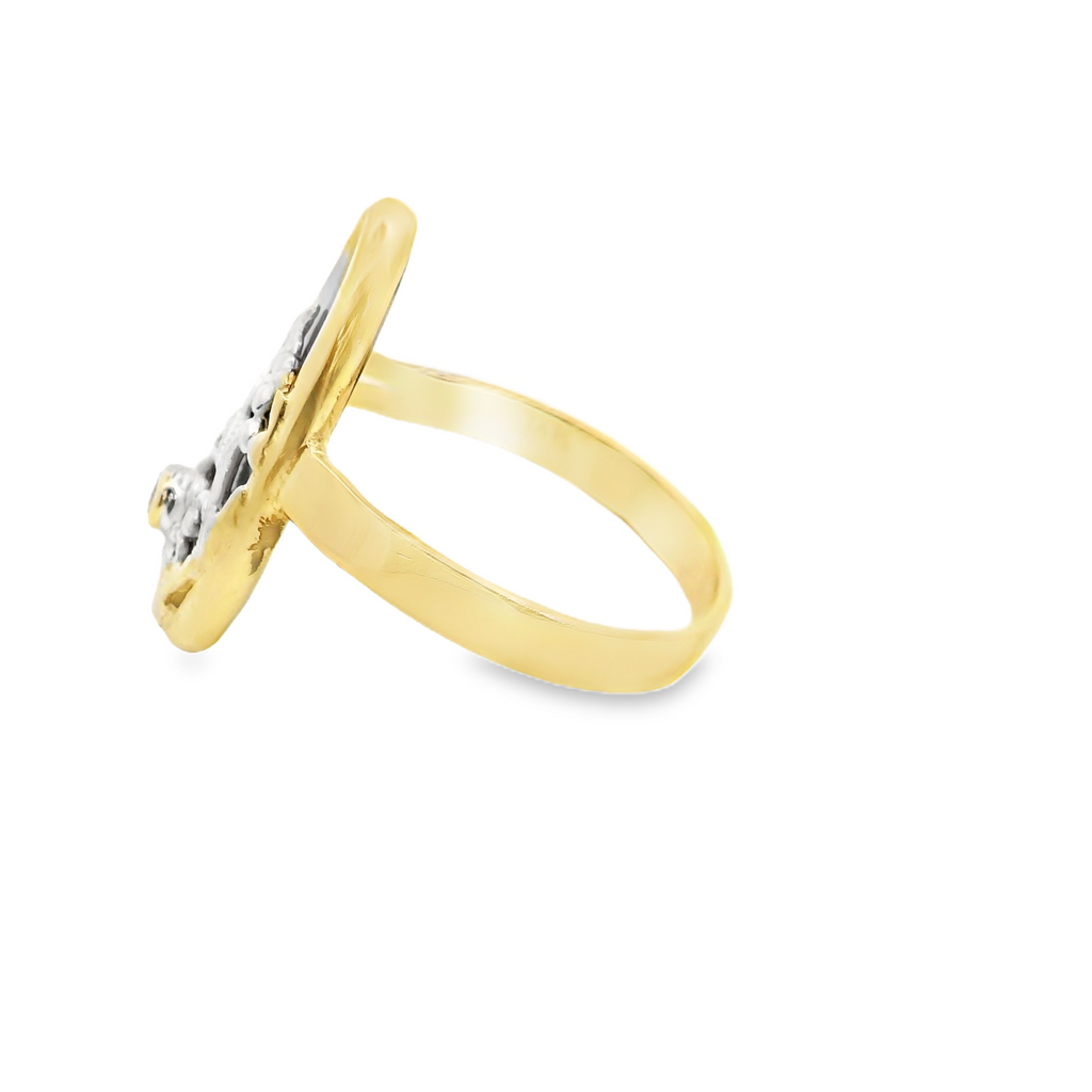 14K Two Tone Onyx & Diamond Ring