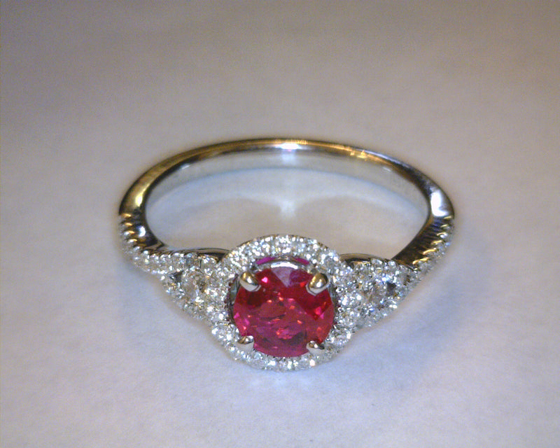 14K WHITE GOLD RUBY/DIAMOND RING