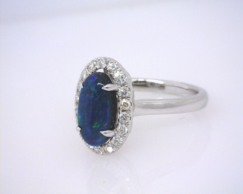 18K WG OPAL/DIAMOND RING