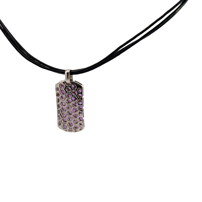 Sterling Silver Amethyst Pendant with Black Leather Cord