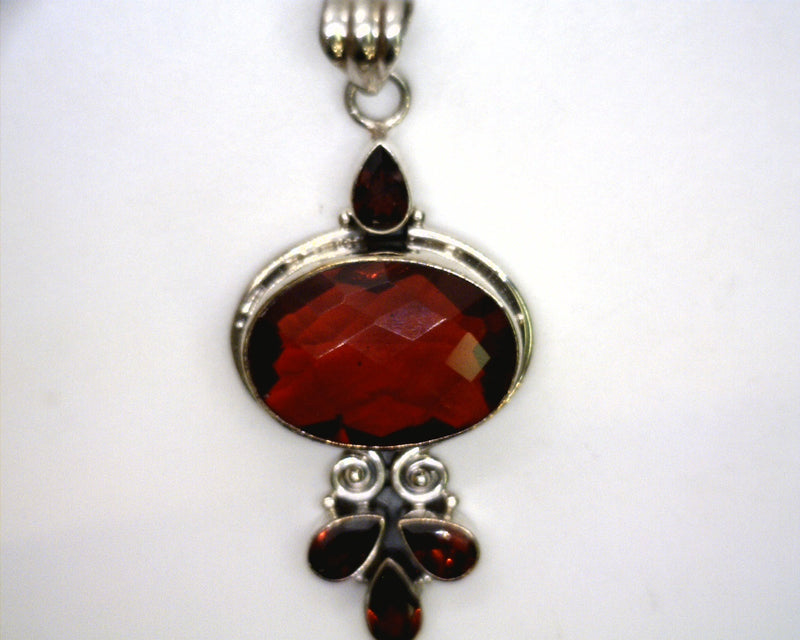 Sterling Silver Garnet Pendant