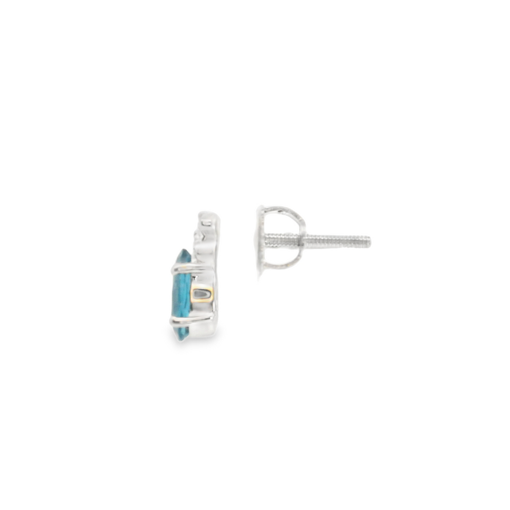 10K WG London Blue Topaz & Diamond Earrings