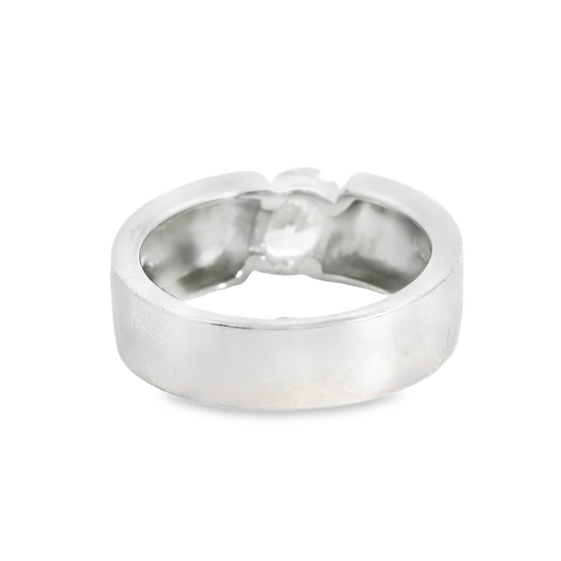 Sterling Silver Wide CZ Solitaire Ring Size 7