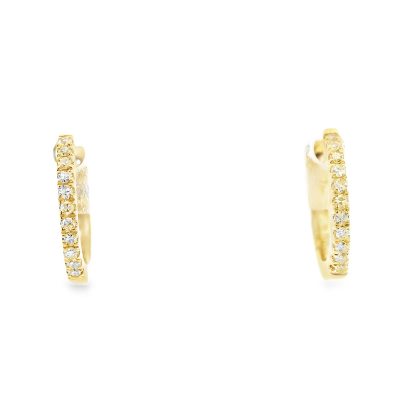 14K YG Diamond Huggie Hoop Earrings