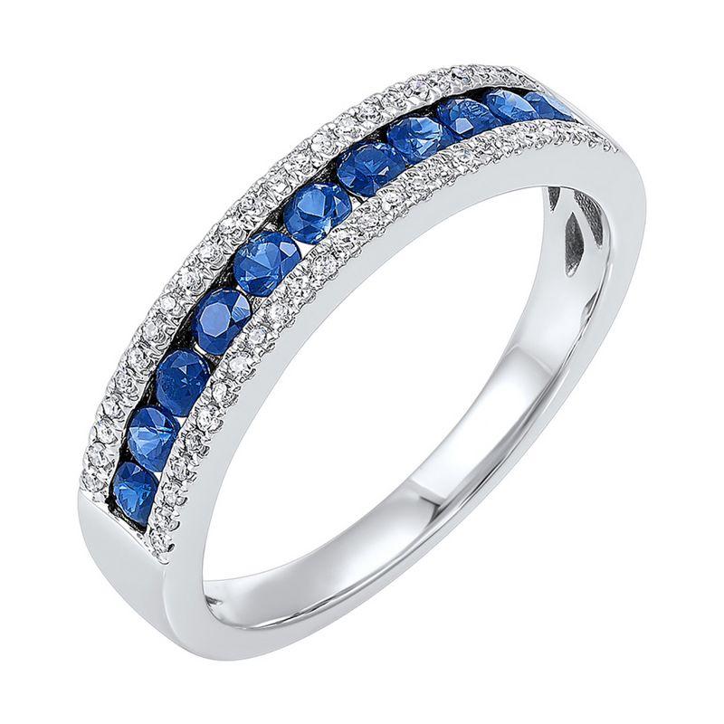 14K WG Sapphire & Diamond Band