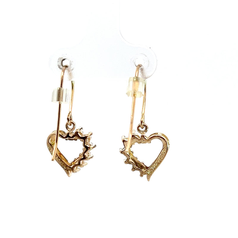 Gold Plated Diamond Heart Earrings