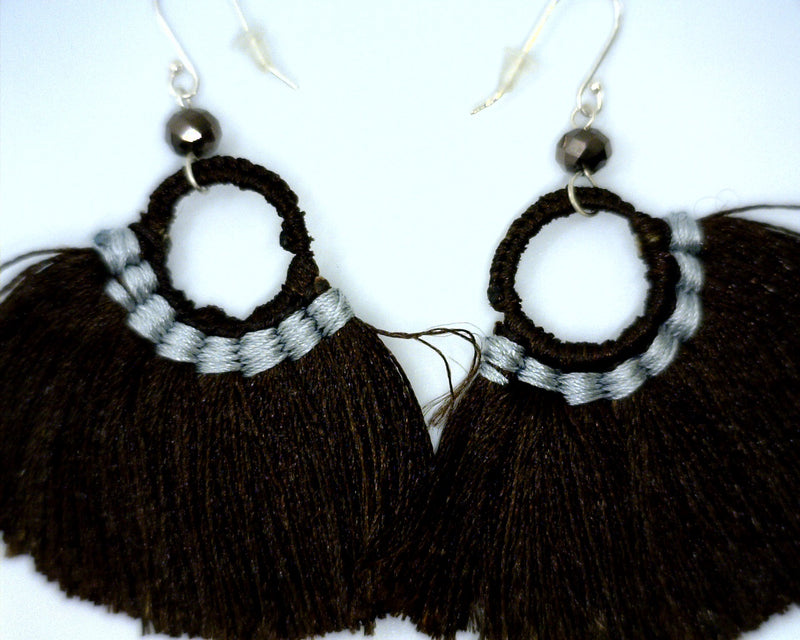 BROWN & GREY TASSLE EARRINGS