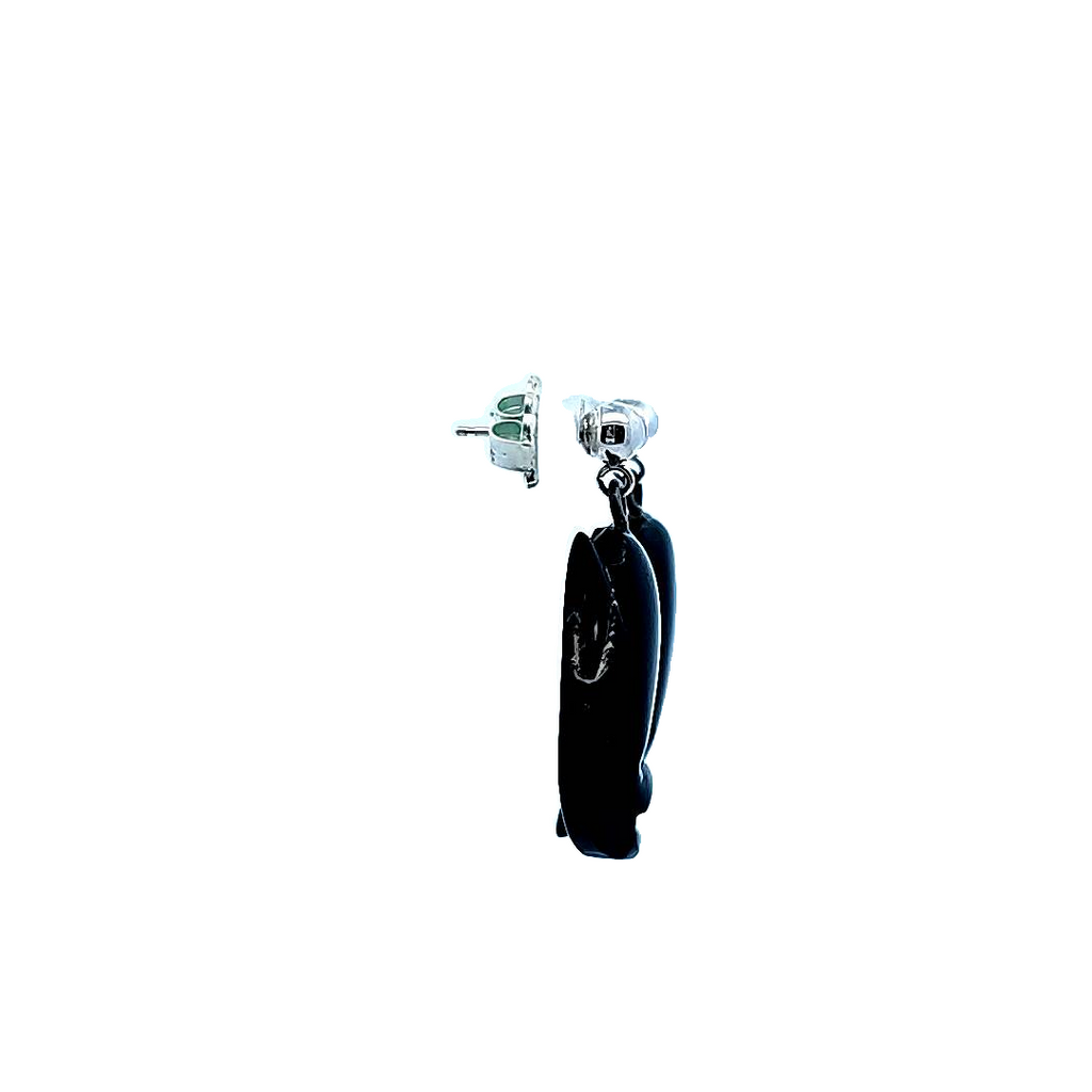 Sterling Silver Black Coral Whale Earrings