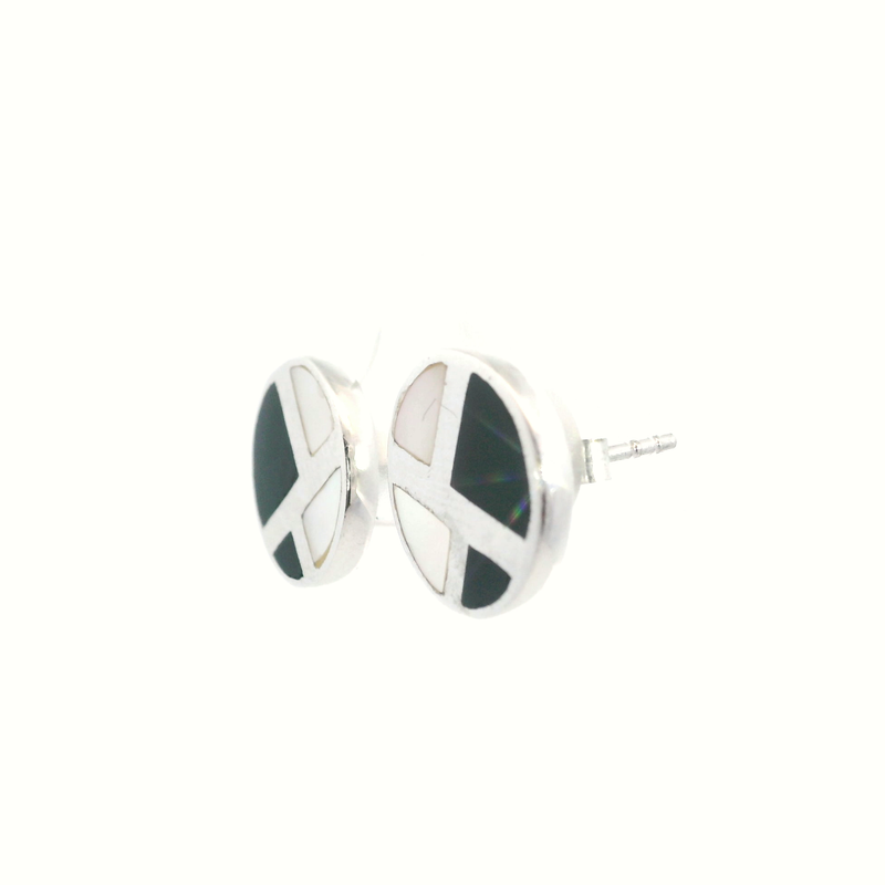 Sterling Silver Onyx & MOP Inlay Earrings