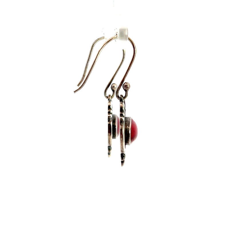 Sterling Silver Red Turquoise Earrings