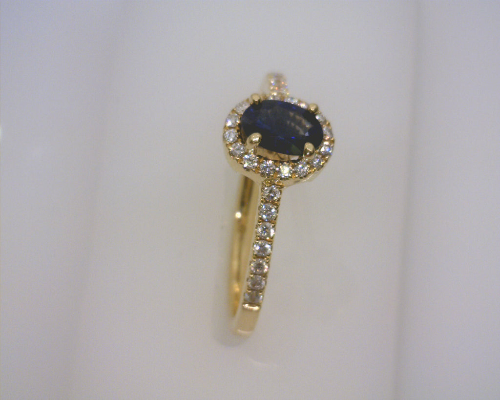 14K YELLOW GOLD SAPPHIRE/ DIAMOND RING