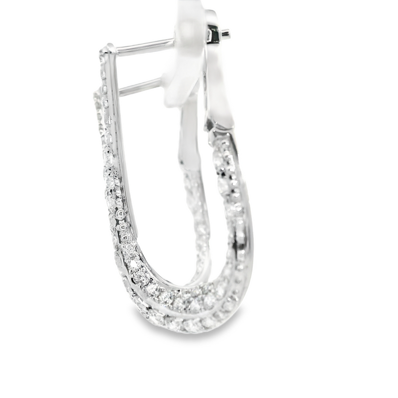 18K WG Pave Diamond Hoop Earrings