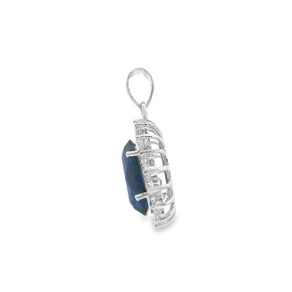 Sterling Silver Blue & Clear CZ Pendant