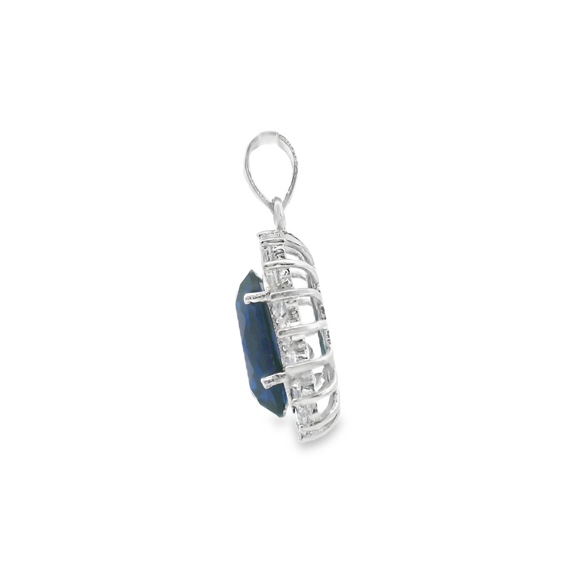 Sterling Silver Blue & Clear CZ Pendant