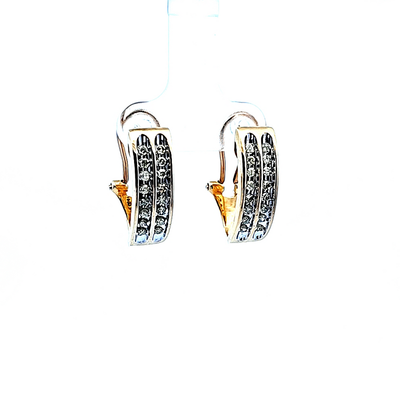10K YG Diamond Hoop Earrings 0.33 CT TW