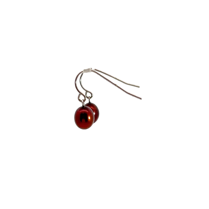 Sterling Silver Black Red Drop Earrings