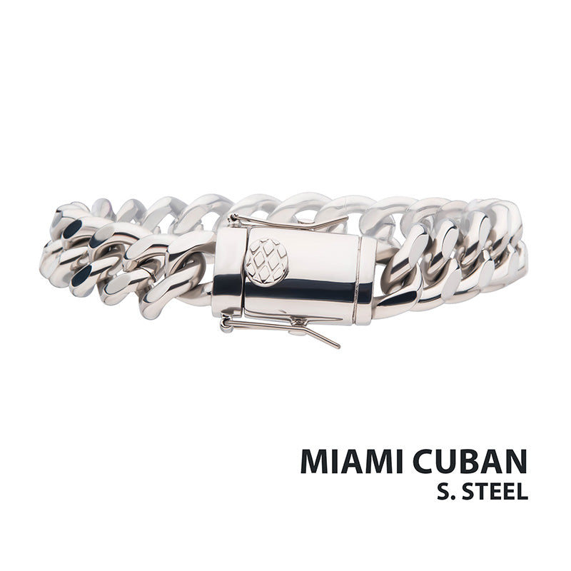 12mm Steel Miami Cuban Chain Bracelet