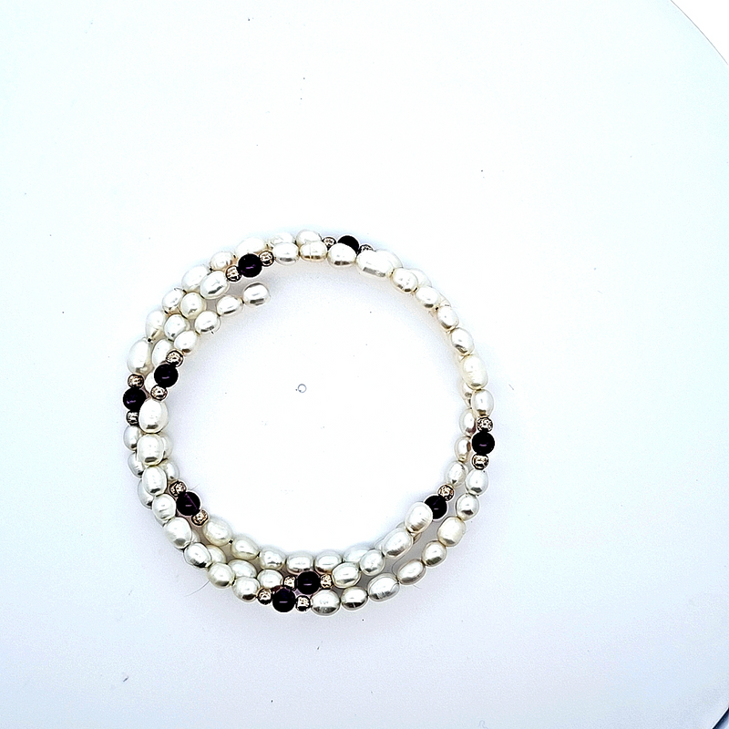 Pearl & Amethyst Wrap Bracelet