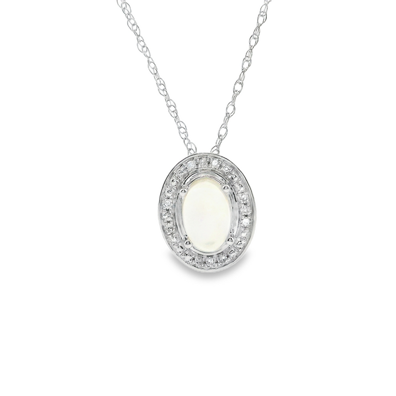 10K WG Opal & Diamond Pendant