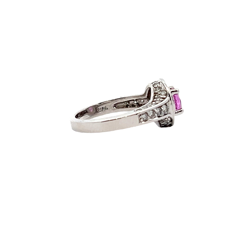 14K WG Pink Sapphire & Diamond Ring