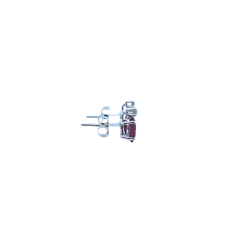 14K WG Ruby & Diamond Stud Earrings
