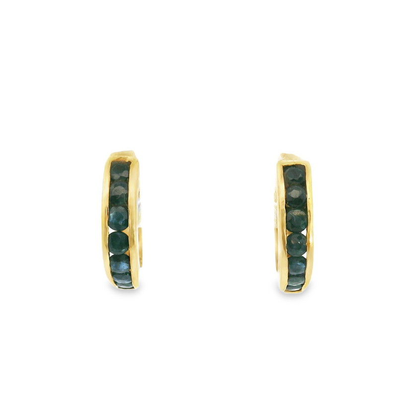 10K YG Sapphire Hoop Earrings