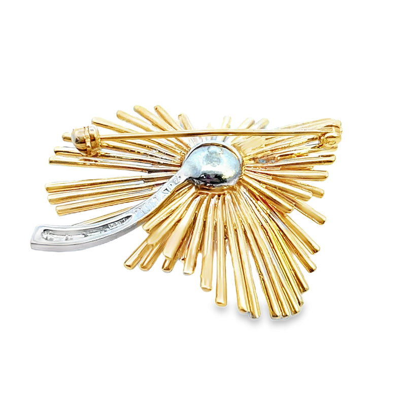 14K Two Tone Diamond Brooch/Pendant