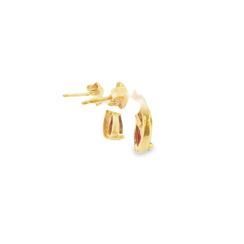 14K YG Ruby & Diamond Stud Earrings