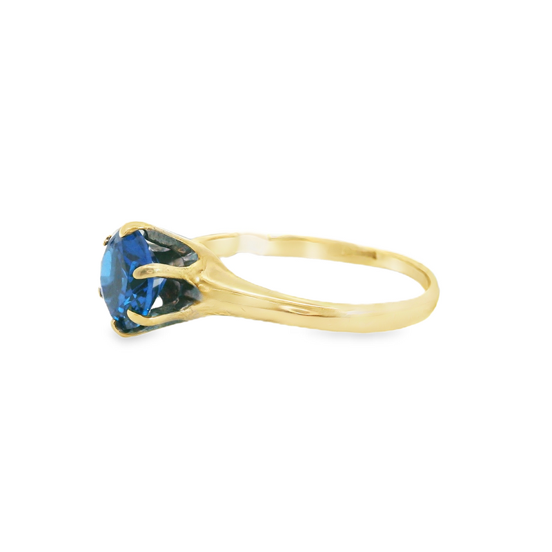 10K YG Blue Glass Ring