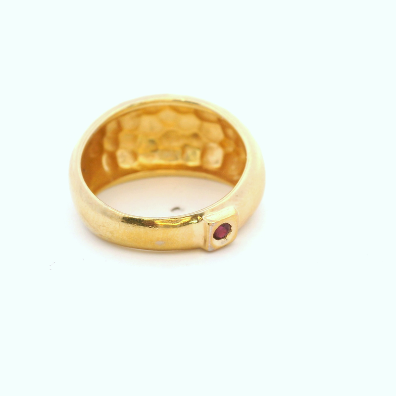 Gold Plated Sterling Silver Domed Hammer Band Size 6