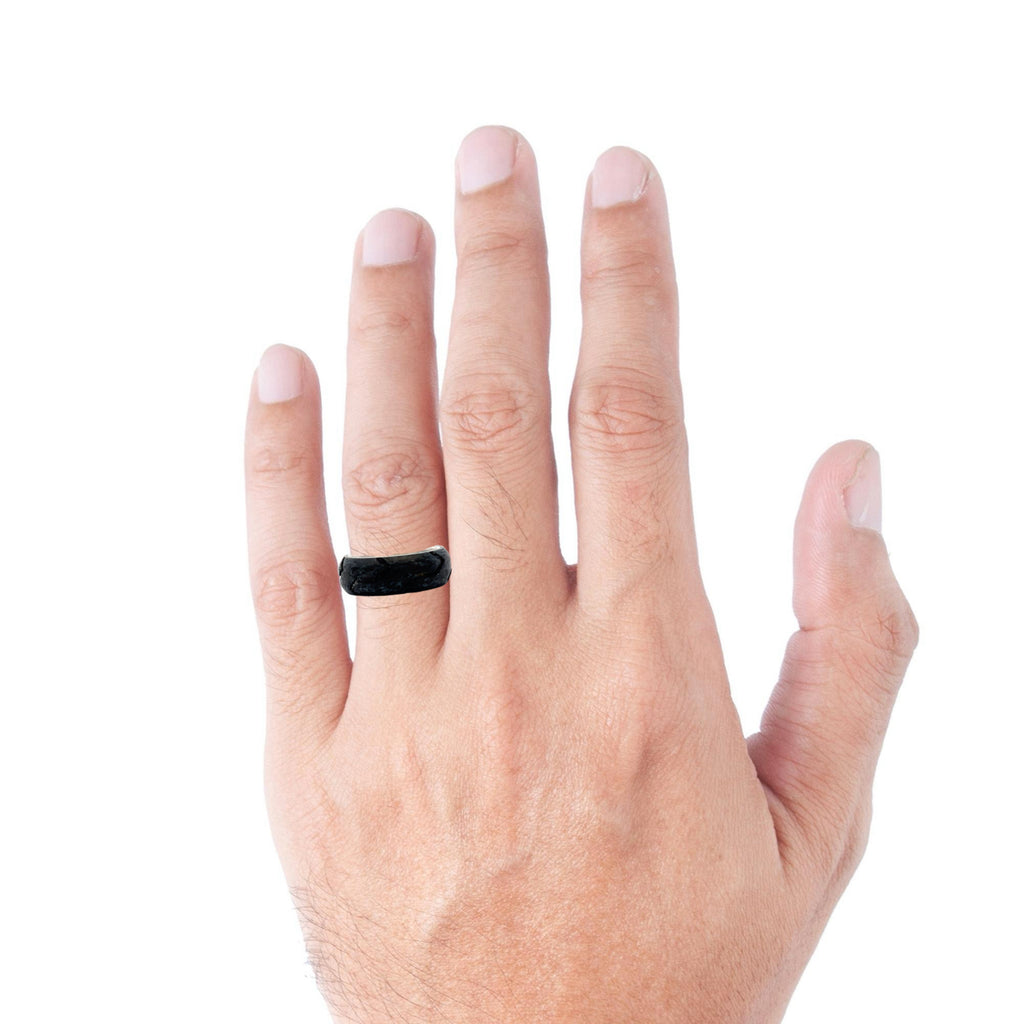 David Yurman Sterling Silver Carbon Fiber Ring