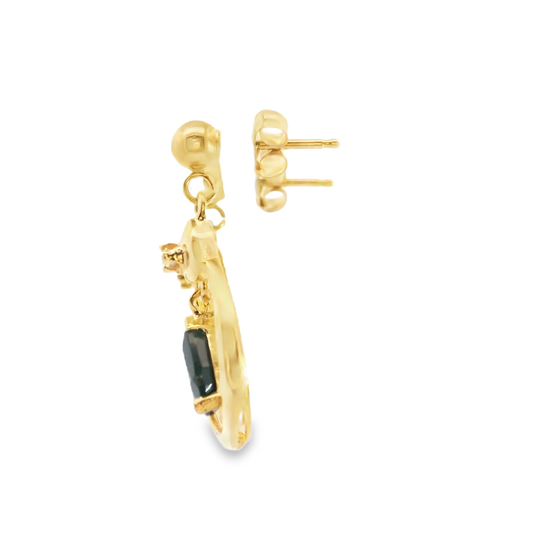 14K YG Sapphire & Diamond Drop Earring