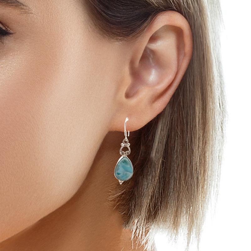 Sterling Silver Larimar Earrings