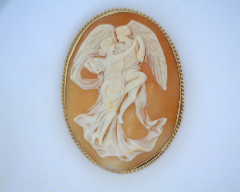 14K YG ANGEL CAMEO PIN