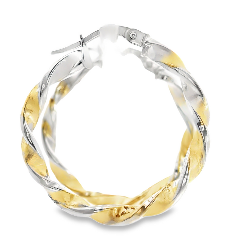 14K TT Twisted Hoops