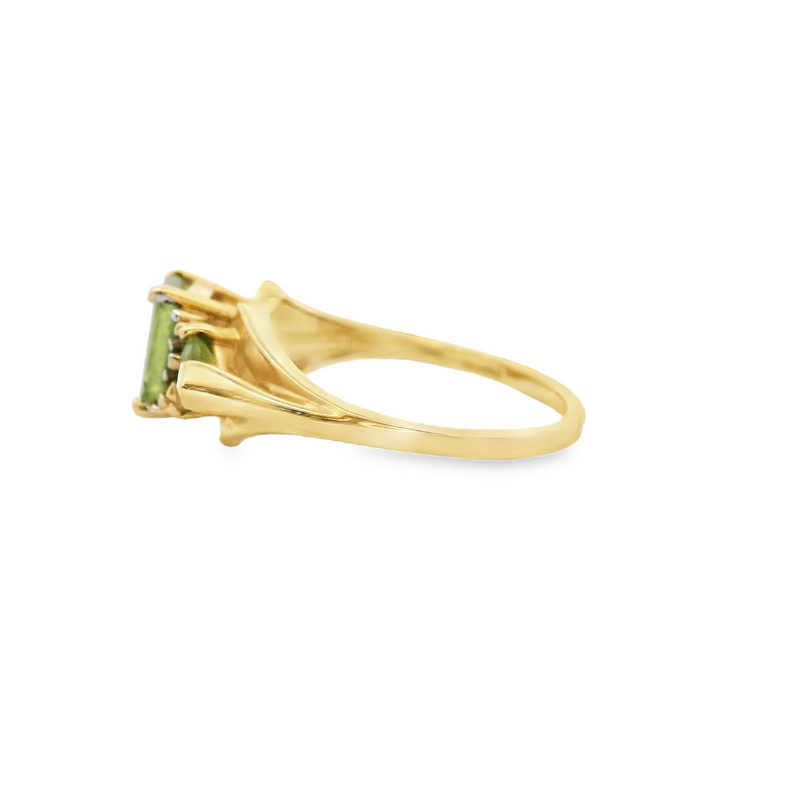 14K YG Peridot & Diamond Ring