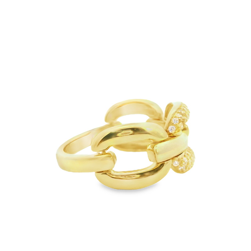 Gold Plated CZ Link Ring